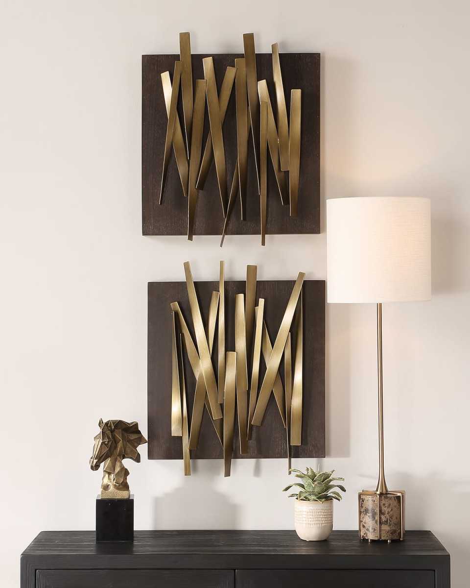 Crosshatch Metal Wall Decor, Set of 2